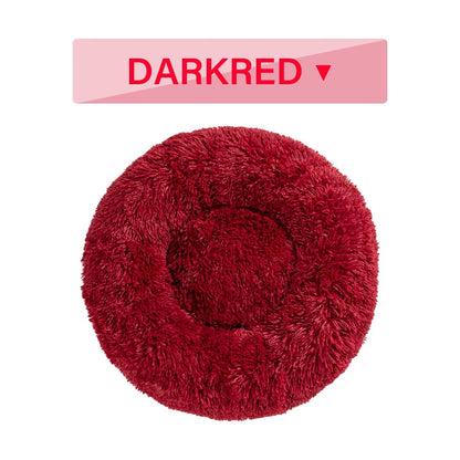 Fluffy Donut Dog Bed  Warm Soft Long Plush Pet Cushion Dog House Cat  Bed Washable Pet Sofa Mat Calming Samll Large Dog Beds 