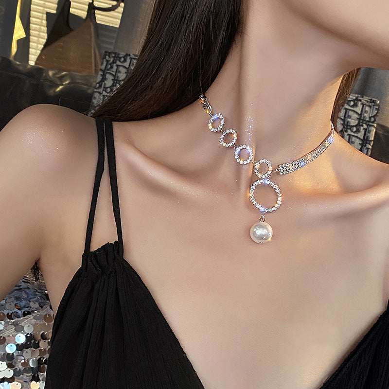European And American Style Temperament Full Diamond Ring Pearl Necklace 594a23f6 65d9 4eba abbc c803f1d08539