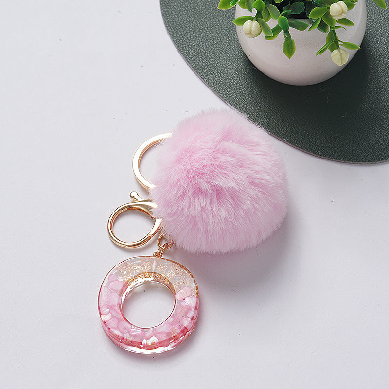 Hair Ball Pendant 26 English Letters Epoxy Keychain 59597297 f3e9 4e76 829c abc22ae34617