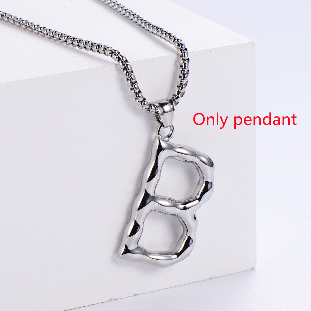 Three-dimensional 26 English Letter Pendant Necklace Fashion Jewelry Titanium Steel Couple Ornament 5972252f bf2c 4bfe adc3 a