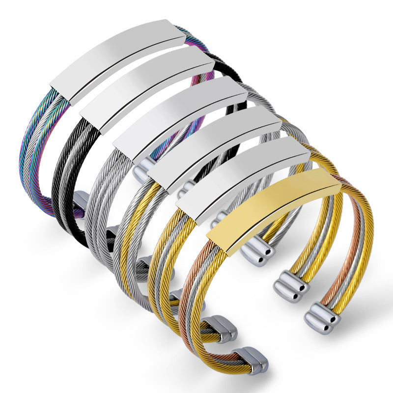 Titanium Steel Men's And Women's Couple Bracelet Wire Rope 5973a75a 9c83 4174 ab9b e5dc94afc9e7