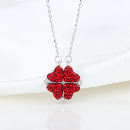 Sterling Silver Double-sided Four-leaf Clover Can Be Opened And Closed, A Double-wearing Clavicle Chain 59a86830 00ca 47f1 9b