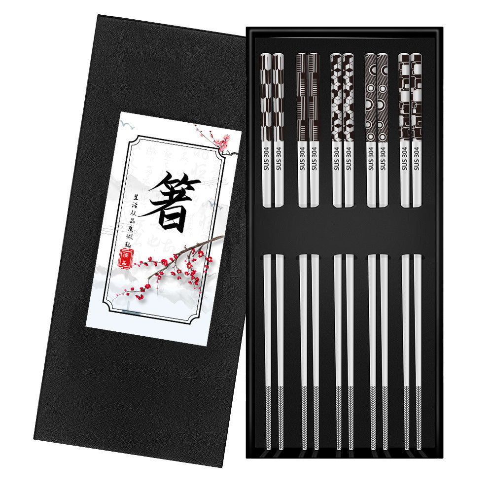 304 Stainless Steel Chopsticks Sets Square Non-slip Household Chopsticks - HD Wireless Product #8