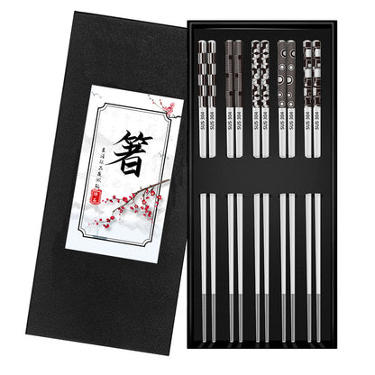 304 Stainless Steel Chopsticks Sets Square Non-slip Household Chopsticks - HD Wireless Product #8