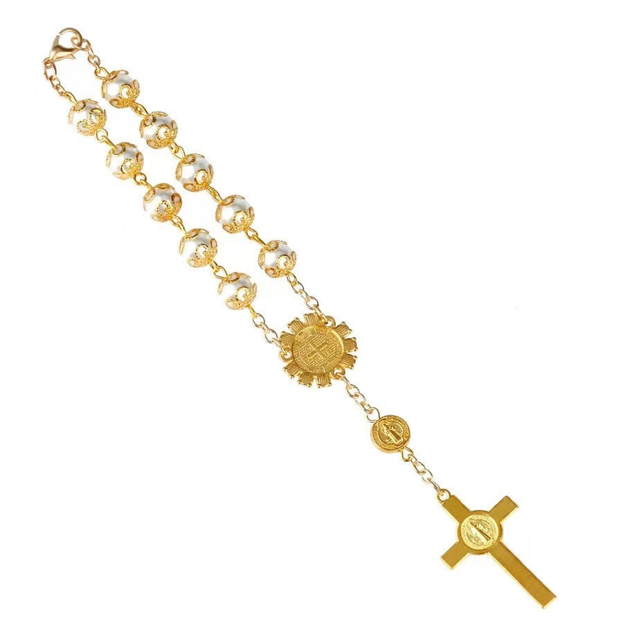 Beads Artificial Glass Pearl Cross Bracelet 5a19ae4a cc29 4947 809d 8965d47bbc80