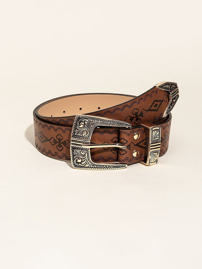 Retro Pattern PU Belt Western Style Women's Belt 5a343c84 b5c7 4250 aa31 2d7f0559005f