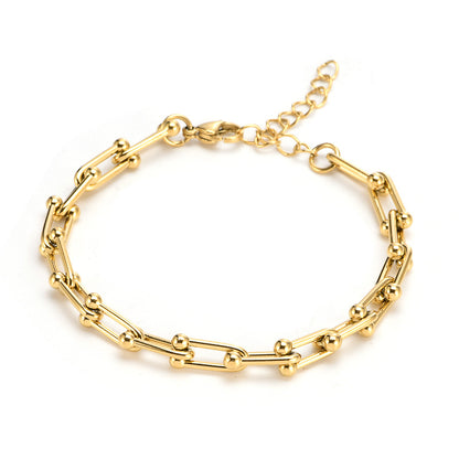 European And American Ins Cold Style Horseshoe Stitching Titanium Steel Bracelet