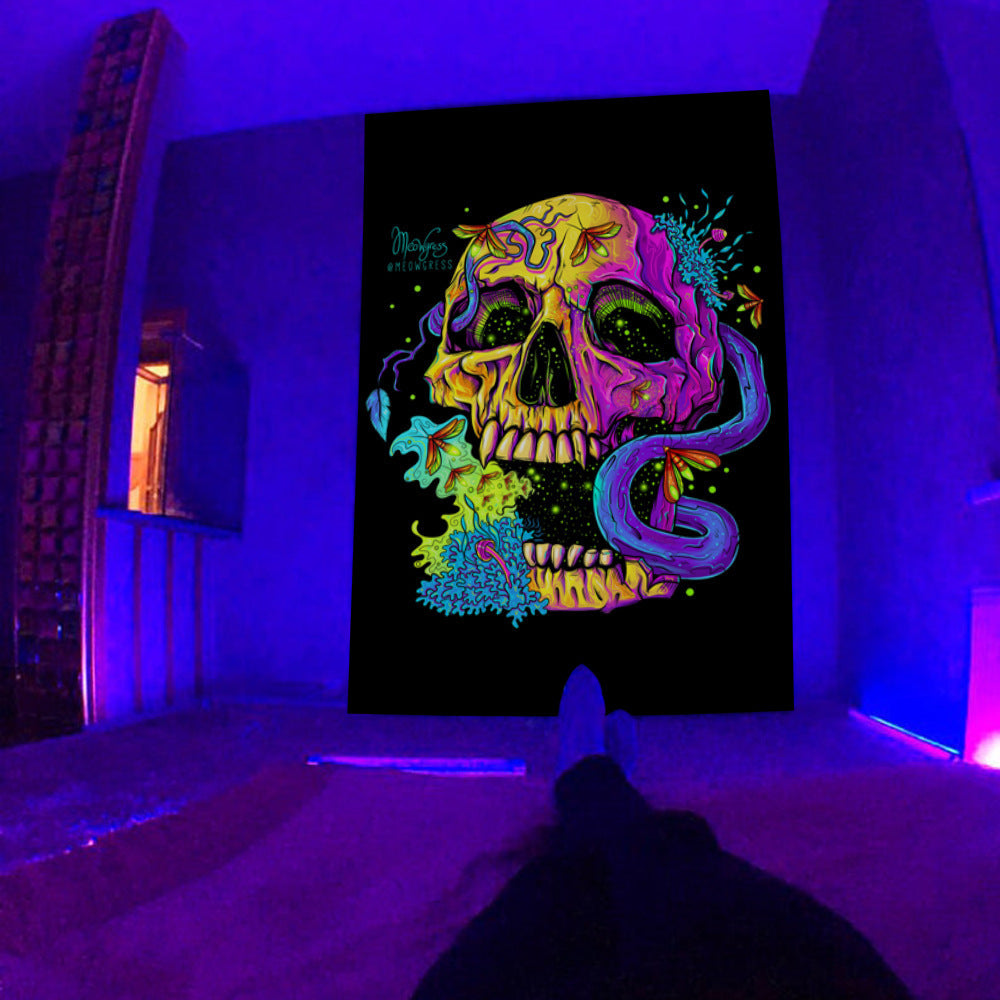 Fluorescent Tapestry UV Fluorescent Tapestry Psychedelic Mushroom Wall Hung Hippie Decorative Room Aesthetics 5aa4e9f6 5a3b 4