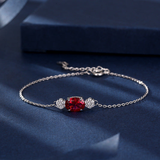 Korean Version Of White Copper Red Sapphire Bracelet Simple Atmosphere 5adac80f a920 48d3 957f 00fe6daf02be