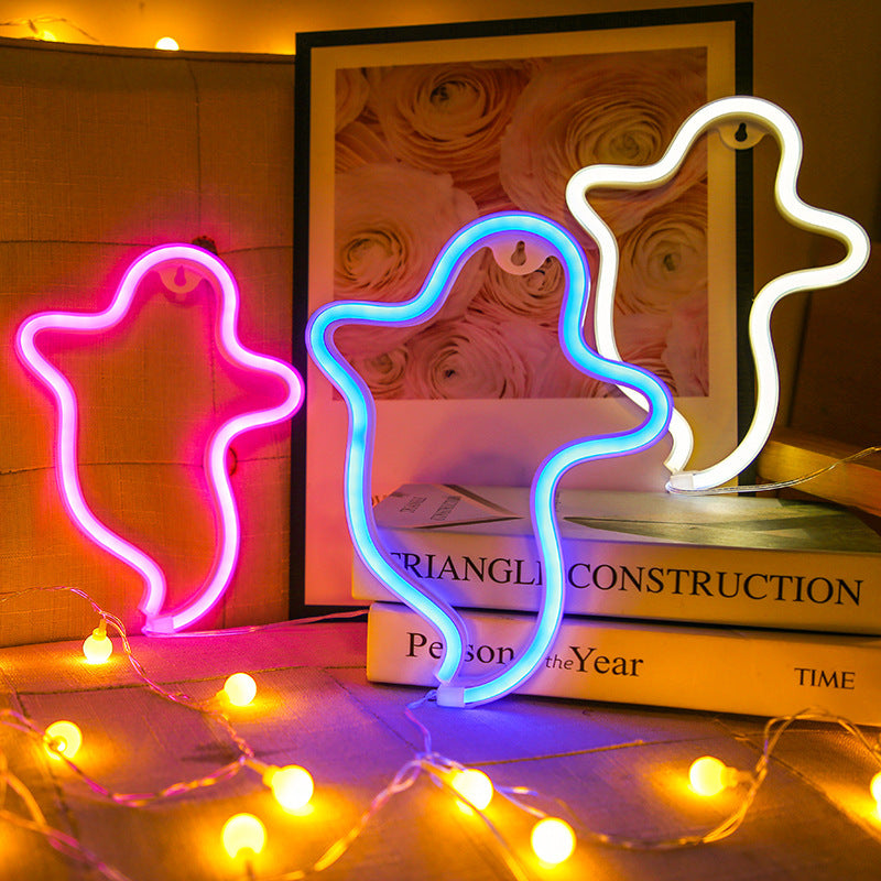 Halloween Ghost Neon Home Creative Modeling Lamp 5ae41044 eb54 425f ac5e 7d3a60685418