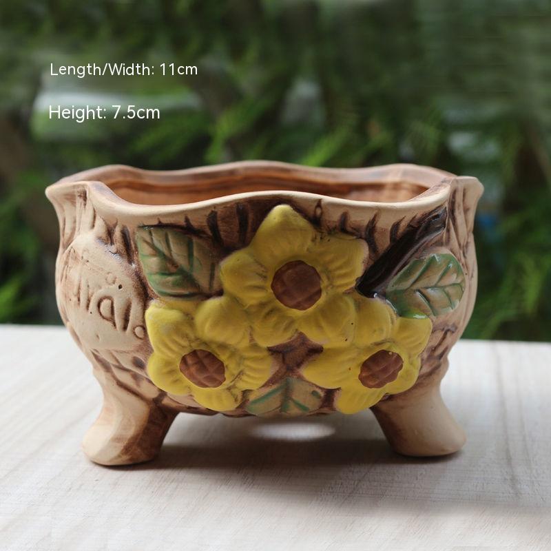Creative Personality Green Plant Pot Handmade Desktop Breathable Combination Small Ceramic Flower Pot 5ae44759 7662 462f 8f25