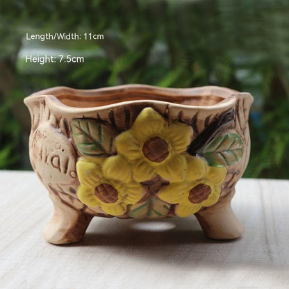 Creative Personality Green Plant Pot Handmade Desktop Breathable Combination Small Ceramic Flower Pot 5ae44759 7662 462f 8f25