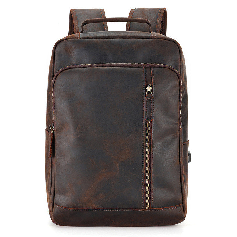 Backpack Men's Crazy Horse Leather Large Capacity 5aec06c9 51aa 4934 a604 2a8f513e4db4