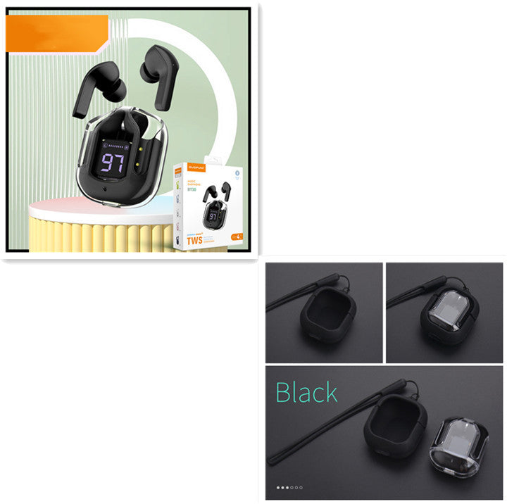 New Mini Transparent Wireless Bluetooth Headset Digital Display ENC Noise Reduction True Wireless Sports Music 5aeda461 c588 