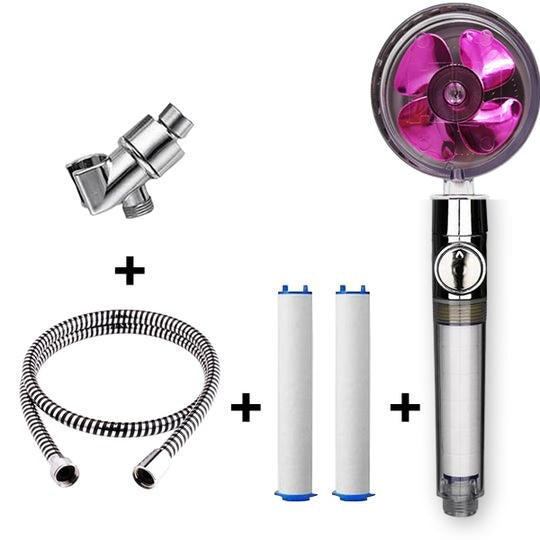 Propeller Driven Shower Head With Stop Button And Cotton Filter Turbocharged High Pressure Handheld Shower Nozzle 5b113c66 c1