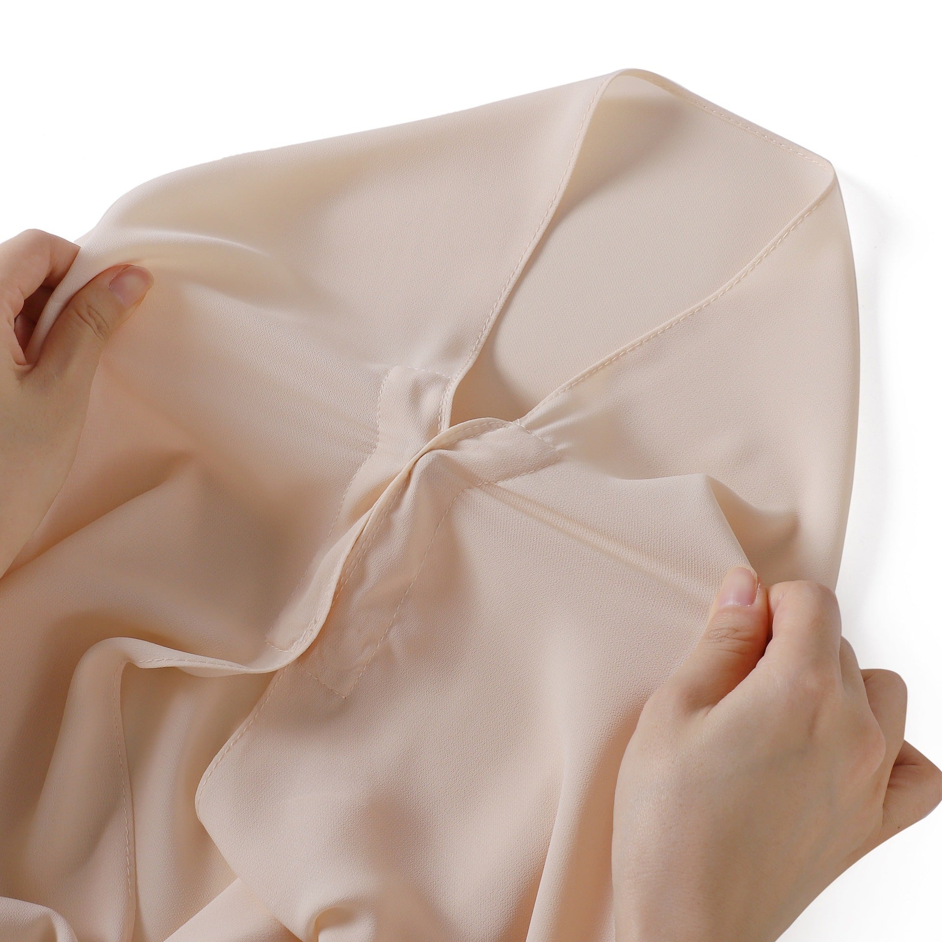 Solid Color Silky Thick Chiffon Base Cap Built-in Magnetic Snap Integrated Convenient Headcloth Scarf