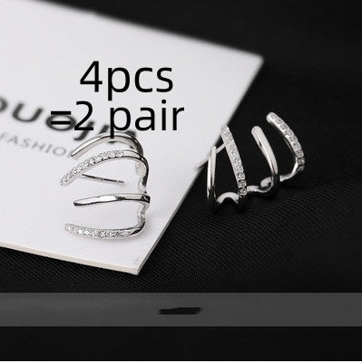 S925 Silver Needle Four-prong Zircon Inlaid Earrings 5b54f0f6 af13 4fb4 a264 1b0a557367c5