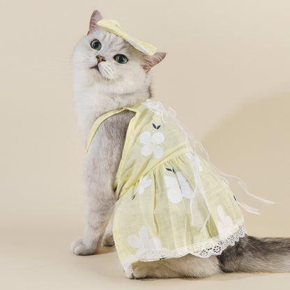 Spring And Summer Dog Clothes Cat Clothing Pet Cotton Floral Slip Dress Mesh Skirt Dress 5b6cd7ec bc06 484c 9227 132c93729868