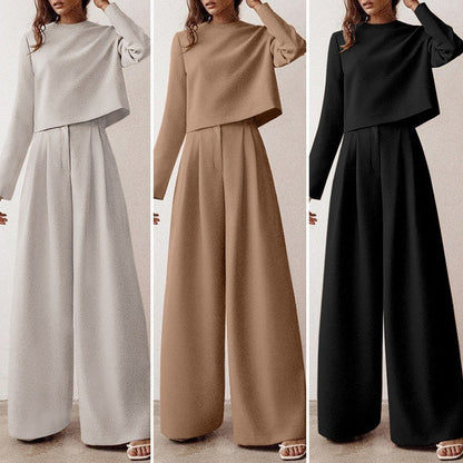 Brown Fashionable Korean Style Long Sleeve Pure Color Cotton Two-piece Set 5b82bf0b 8ba6 4565 9315 833df29af491