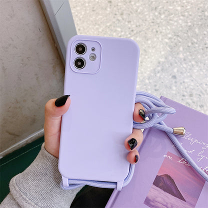 Simple Solid Color Messenger Lanyard Liquid Silicone Fine Hole Mobile Phone Case 5b97ae9a 44ec 4288 b60b e1ea85f26b8f