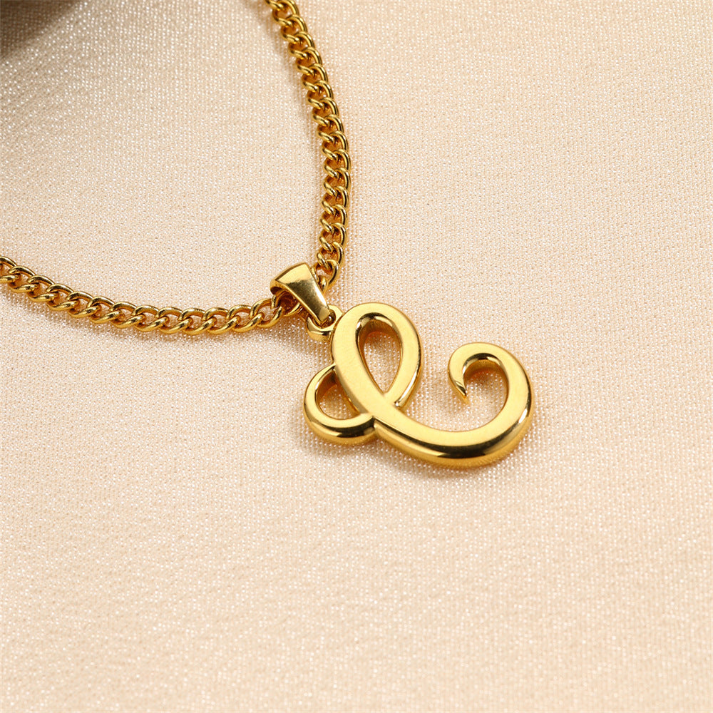 Simple Elegant Necklace Stainless Steel 18K Gold Mini English Letter Pendant 5b9ecaab 79b3 4e8d 92a9 4b6f64e20d23