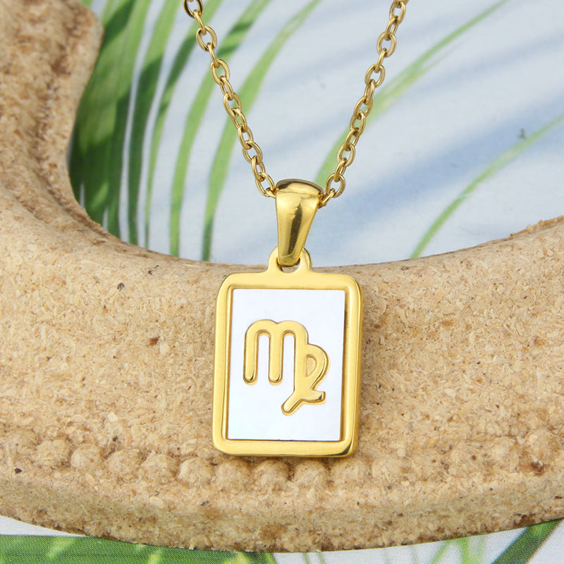 Stainless Steel Square Shell Zodiac Necklace 5ba055aa 3385 475c a6ad 3bca5787f80f