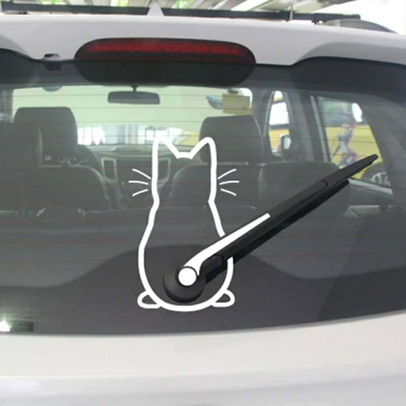 Cartoon Cute Wiper Back Shadow Cat Rear Gear Glass Paster Wiper Stickers Reflective Sticker Bumper Stickers Automobile Sticke