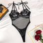 V-neck Lace Embroidery Mesh Transparent Jumpsuit 5bdfb6b6 825e 4796 837f bd310ab1273f