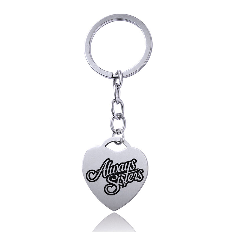 Stainless Steel Heart Sisters Best Friends Inspirational Keychains 5be810f4 e97d 47ed b883 9ea42367363b