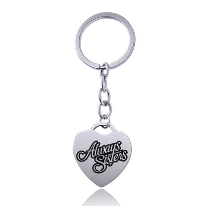 Stainless Steel Heart Sisters Best Friends Inspirational Keychains 5be810f4 e97d 47ed b883 9ea42367363b