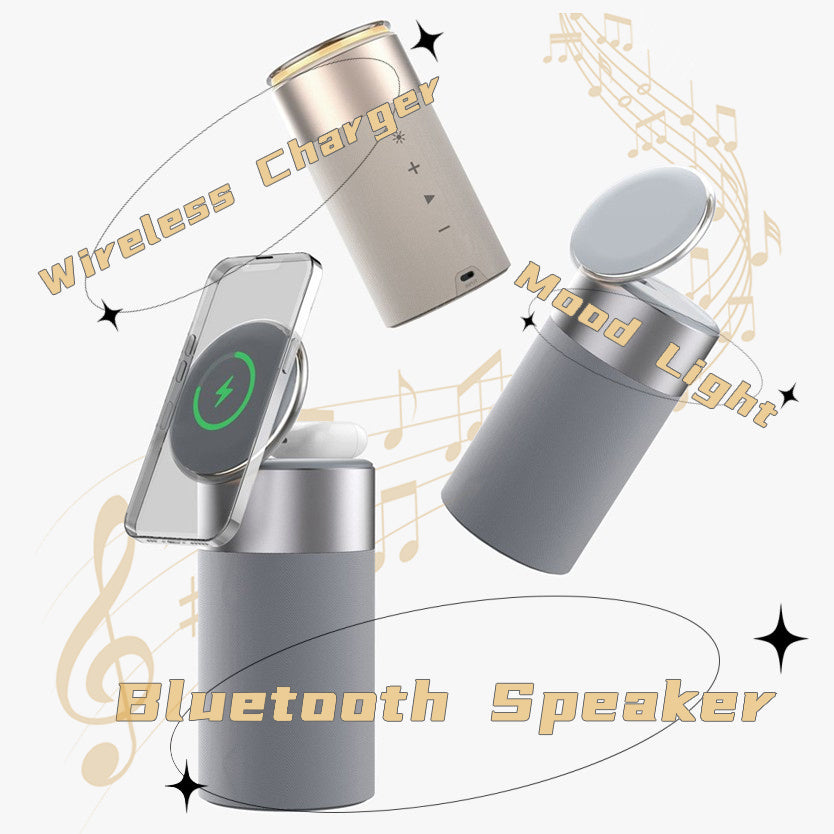 3 In 1 Multi-Function IPhone And AirPods Wireless Charger Portable Bluetooth Speaker With Touch Lamp For Home And Office - HD Wireless Product #4