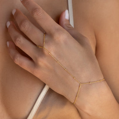 Women's Stainless Steel Ring Chain Small Rice-shaped Beads Mitten-type Bracelet 5bf13844 3136 421a ad16 e3835e3cbbbe