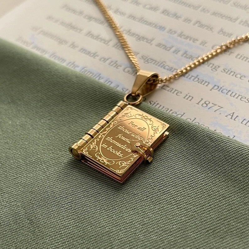 Book Lover Necklace Carved Openable Book Necklace 5c1ad190 ec01 45e9 90bb 5e620b23bf06