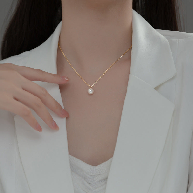 S925 Silver Temperament Single Shell Pearls Synthetic Pearl Simplicity Necklace 5c2cd43a 5117 41e1 98e5 40c449be7695