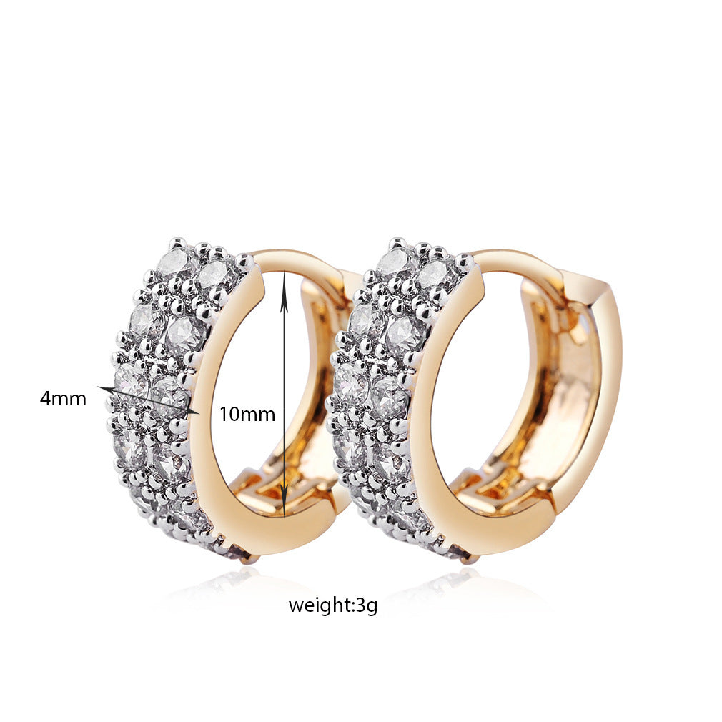 Two-color Plating Fine Zircon-embedded Earrings Women 5c39eea3 cec2 4e2b a983 1c76c88f3d8c