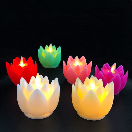 Temple Buddha Front Lotus Lamp Tribute Led Electronic Flower Shape Candle Light 5c415953 d0d9 4dfb 831e d74b74337778
