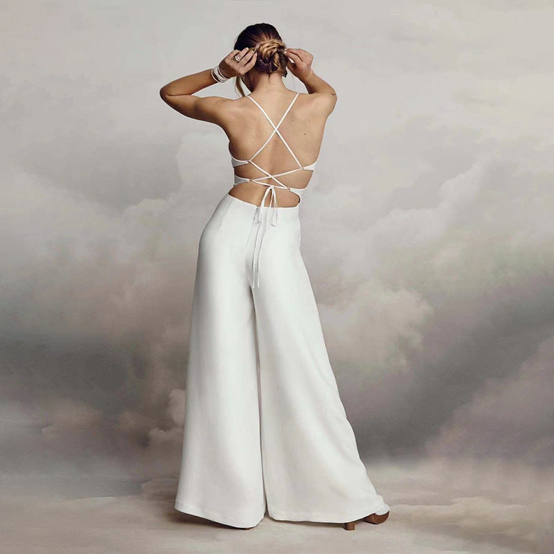 Sleeveless V-neck Brace Skinny Sheath Backless Jumpsuit 5c4c8697 21d1 4100 9935 42dff9619943