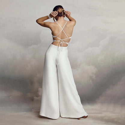 Sleeveless V-neck Brace Skinny Sheath Backless Jumpsuit 5c4c8697 21d1 4100 9935 42dff9619943