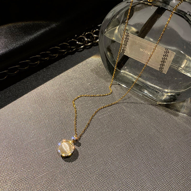 Rotatable Opal Titanium Steel Necklace Female Wild Simple Clavicle Chain 5c50a22b c877 4d3b b8f0 27c10dbaab79