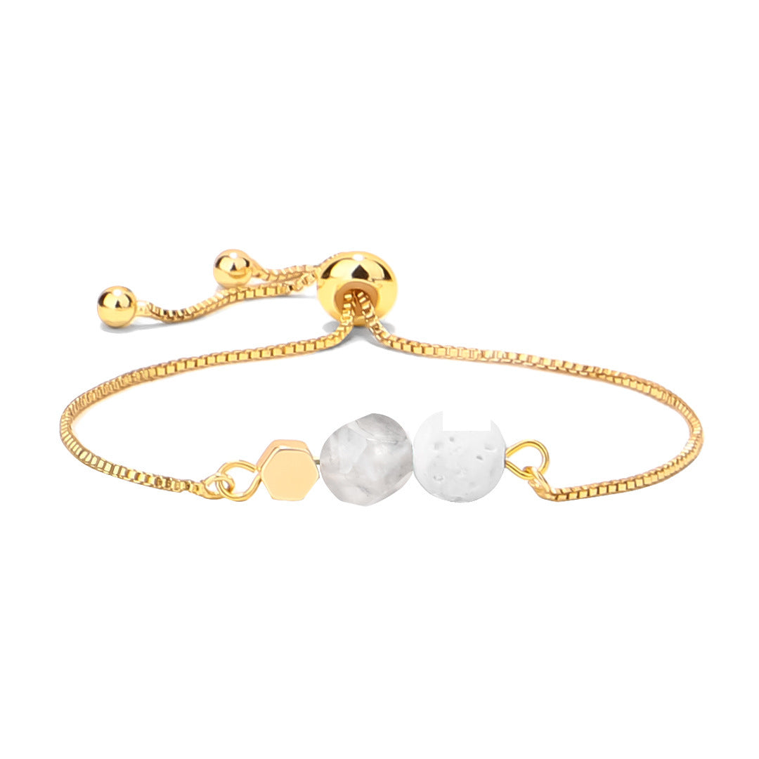 14K Gold Plated Color Preserving Box Chain Tiger Eye Volcanic Stone Yoga Bracelet - HD Wireless Product #9