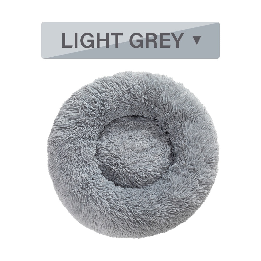 Fluffy Donut Dog Bed  Warm Soft Long Plush Pet Cushion Dog House Cat  Bed Washable Pet Sofa Mat Calming Samll Large Dog Beds 