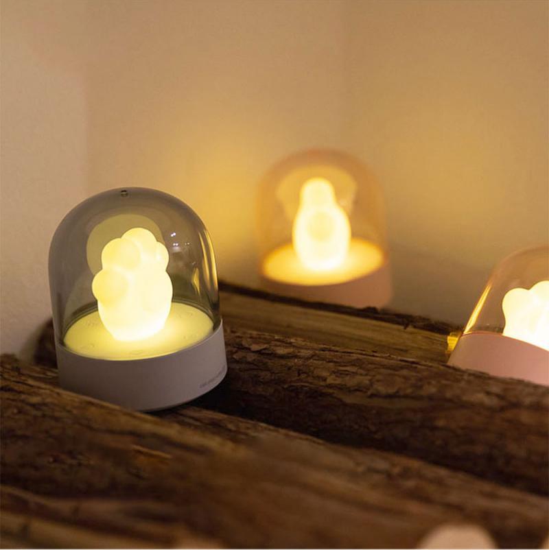 Exquisite Night Light Cat Paw Light USB Charging Music Box Warm Musical Lamp Cats Paw Lamp For Kids Children Gift Desktop Dec
