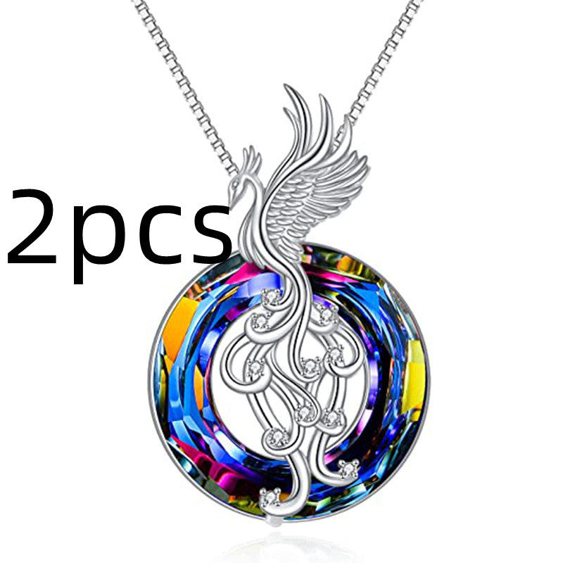 New Firebird Crystal Pendant Necklace Women's Colorful Phoenix Earrings 5cdf997b e392 4ab3 ad02 21d178eb6b68