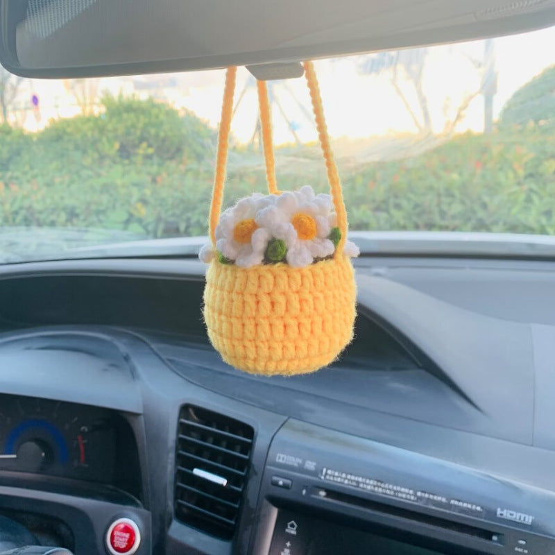 Handmade Knitted Flower Car Accessories Rearview Mirror 5cee70b9 7cf5 4791 9af3 bba64aa384de