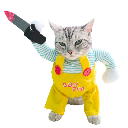 Cat Pet Costume Clothing Creative Yellow Knife Assassin Cat Clothing 5d19babc be4f 467e 86c8 ebf36097b5b9