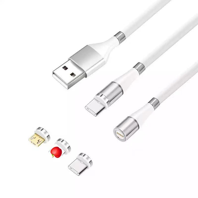 Compatible With A Pple , Fast Charging Silicone Storage Three-in-one Data Cable - 图片 3