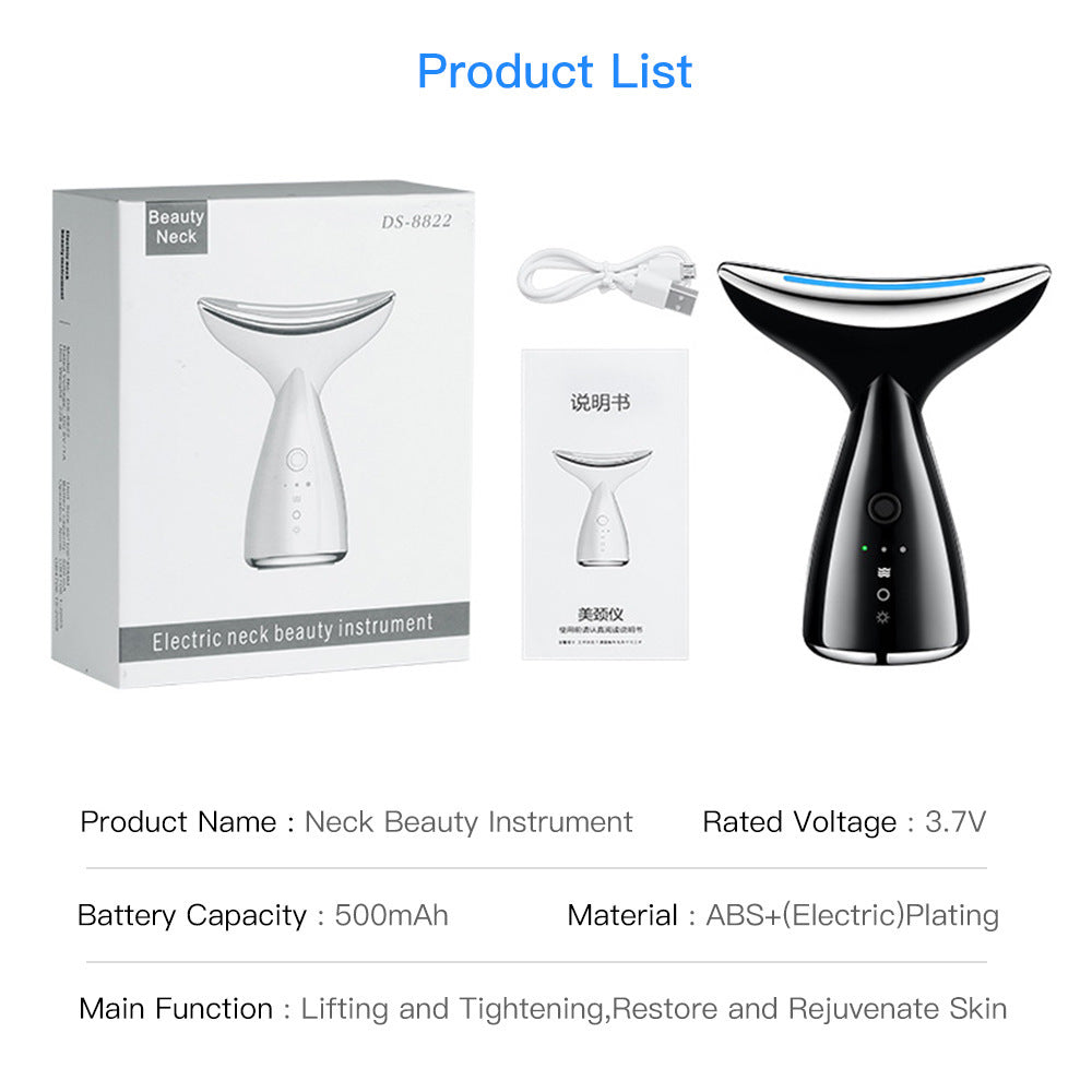 EMS Microcurrent Neck Face Beauty Device With 3 Colors LED Photon Therapy Skin Tighten Reduce Double Chin Face Lifting Device