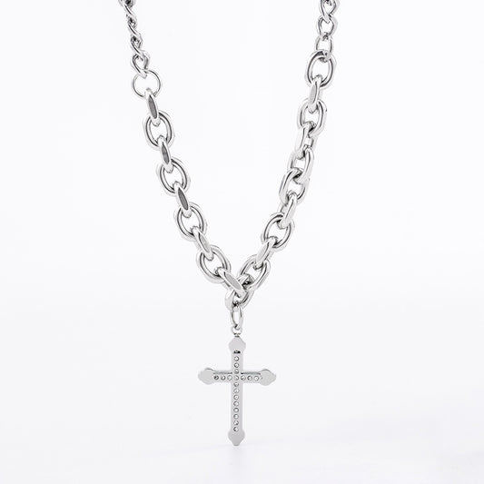 European And American Hip-hop Trend Titanium Steel Stitching Chain Diamond Cross Pendant 5d2ec413 5e3a 4477 8dd1 6dcd9c18bfb7