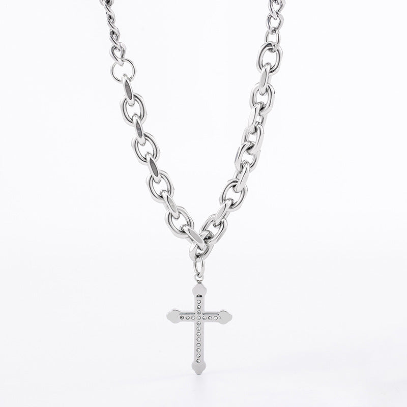 European And American Hip-hop Trend Titanium Steel Stitching Chain Diamond Cross Pendant 5d2ec413 5e3a 4477 8dd1 6dcd9c18bfb7