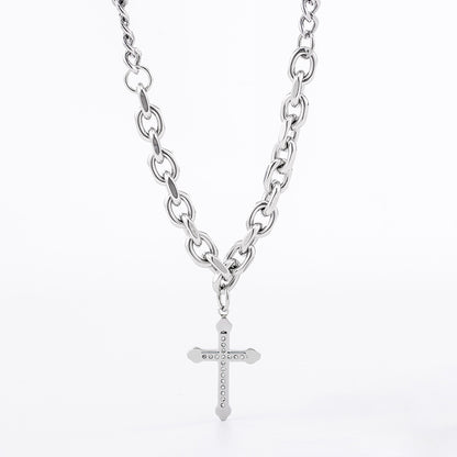 European And American Hip-hop Trend Titanium Steel Stitching Chain Diamond Cross Pendant 5d2ec413 5e3a 4477 8dd1 6dcd9c18bfb7